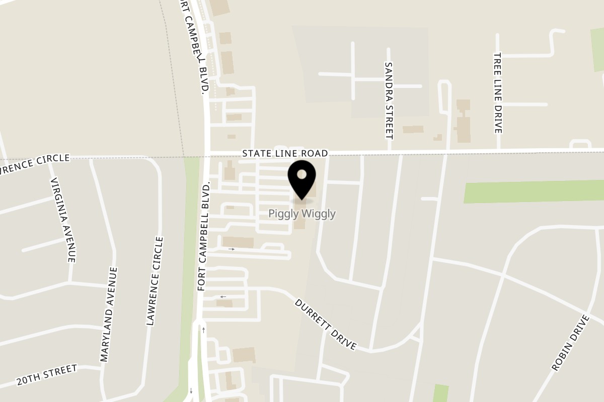 Map showing the location of JAMROK CARIBBEAN BUFFET on 3441 Fort Campbell Blvd E in Clarksville